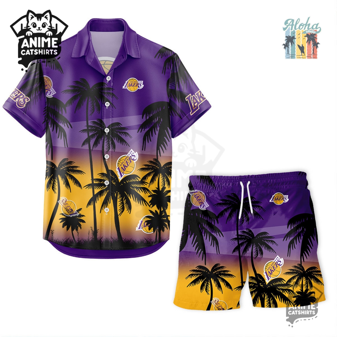 Los Angeles Lakers NBA Aloha Shirt Los Angeles Lakers NBA Aloha Shirt