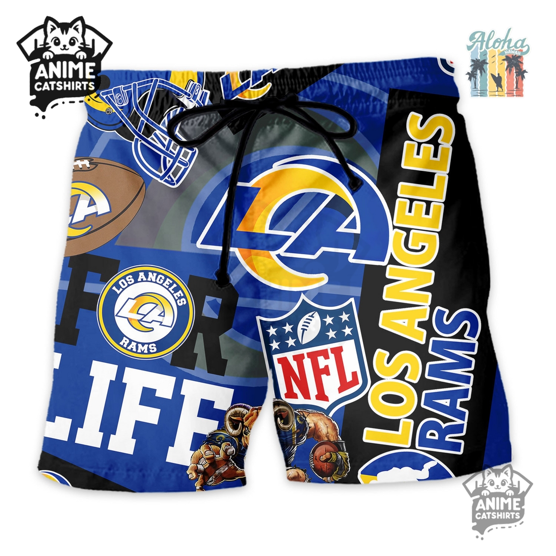 Los Angeles Rams NFL Hawaiian Shirt & Shorts Set Los Angeles Rams NFL Hawaiian Shirt & Shorts Set