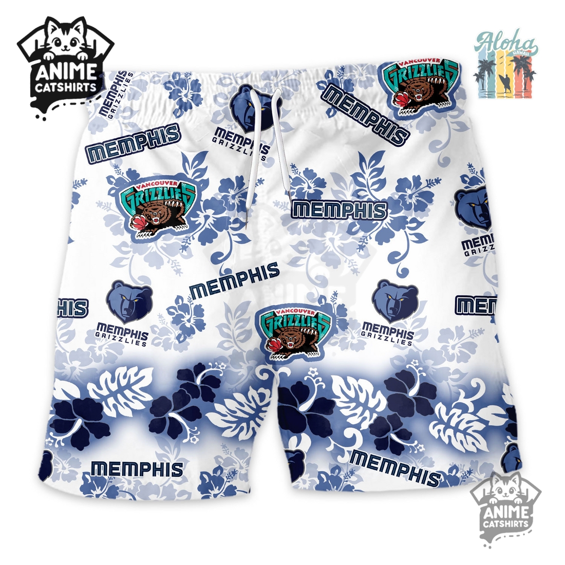 Memphis Grizzlies Aloha Paradise NBA Hawaiian Short Memphis Grizzlies Aloha Paradise NBA Hawaiian Short