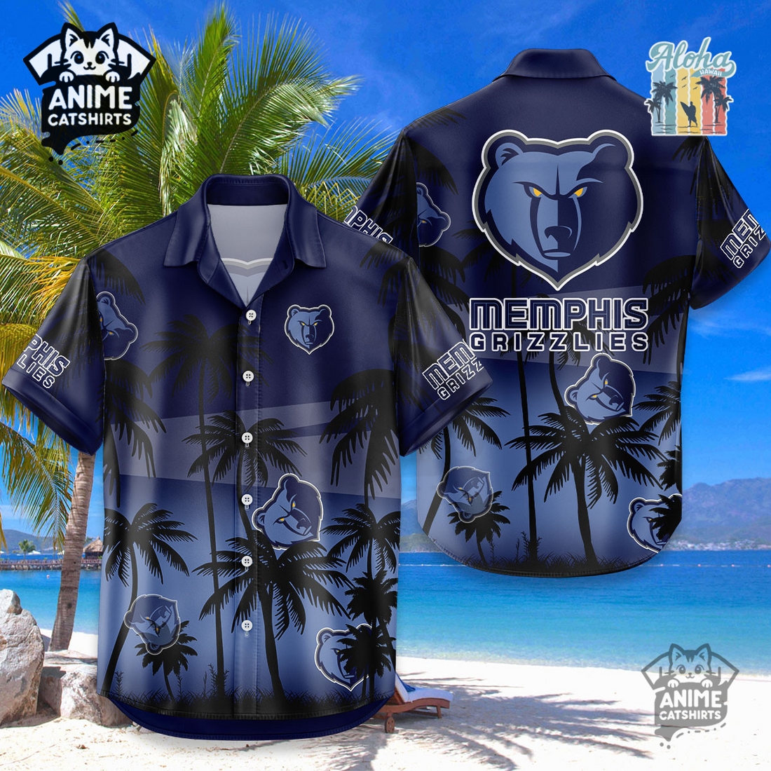 Memphis Grizzlies NBA Aloha Shirt Memphis Grizzlies NBA Aloha Shirt