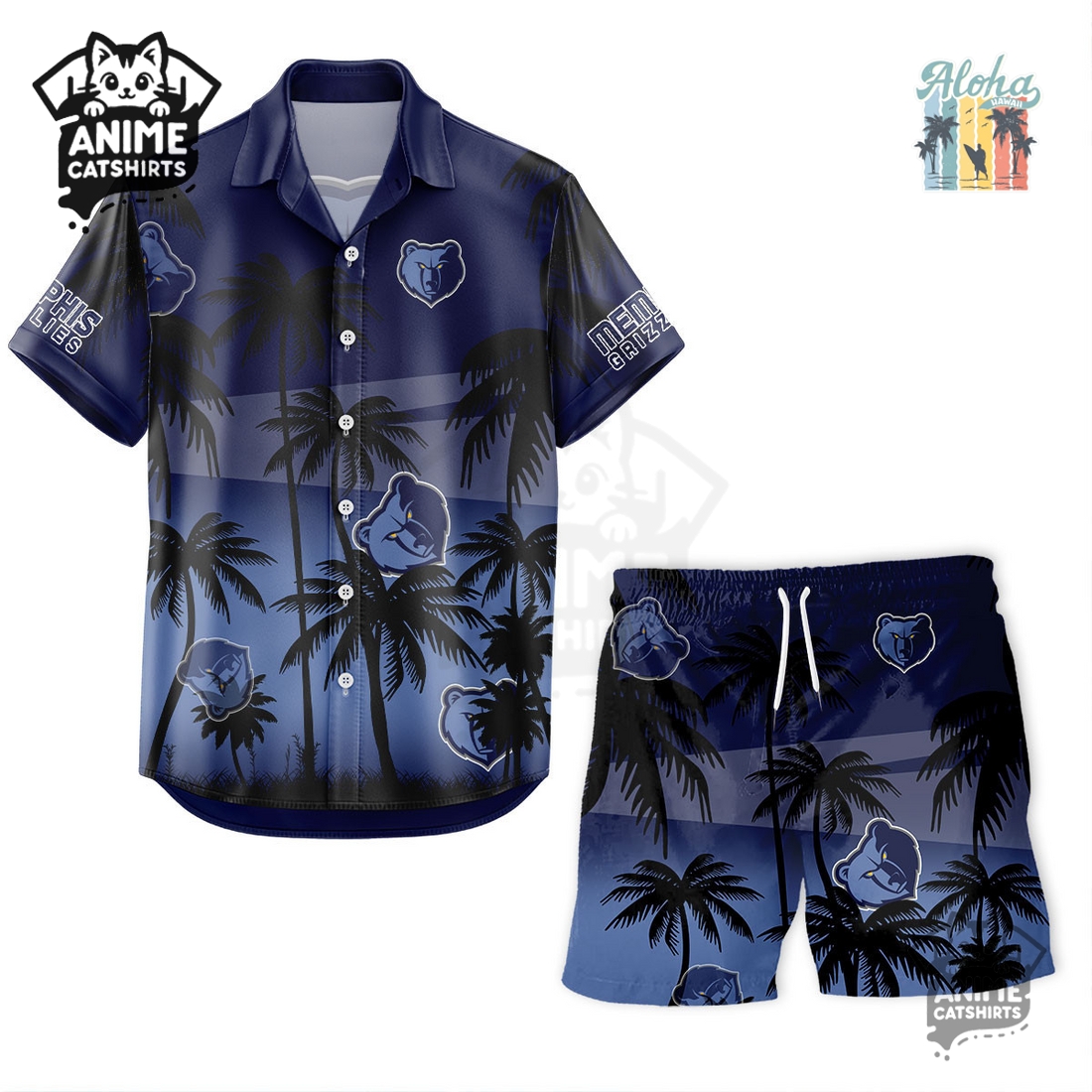 Memphis Grizzlies NBA Aloha Shirt Memphis Grizzlies NBA Aloha Shirt