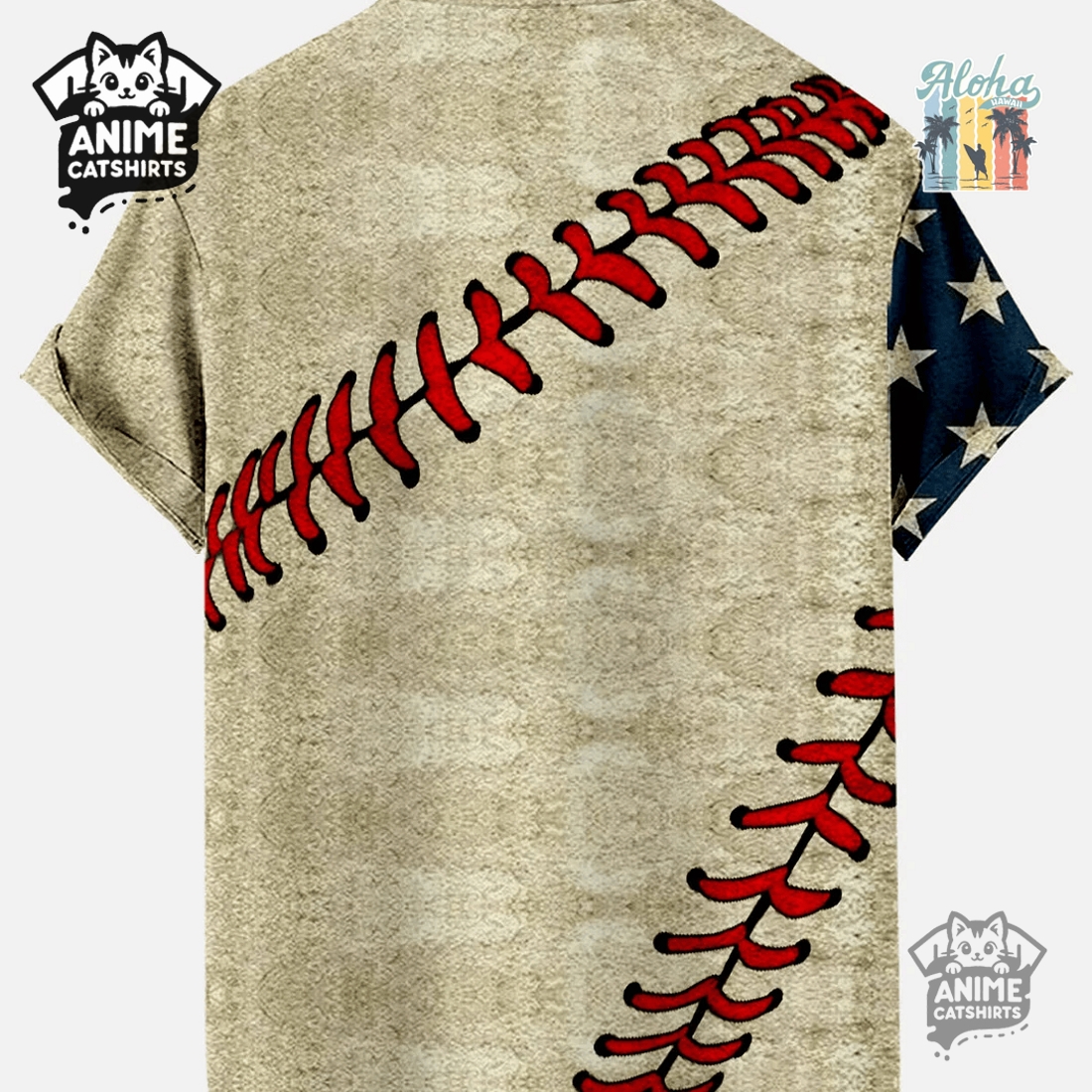 Men’s Baseball Panel Graphic Print Sports Hawaiian Shirt