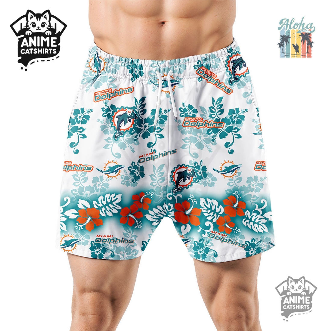 Miami Dolphins Aloha Paradise NFL Hawaiian Short Miami Dolphins Aloha Paradise NFL Hawaiian Short