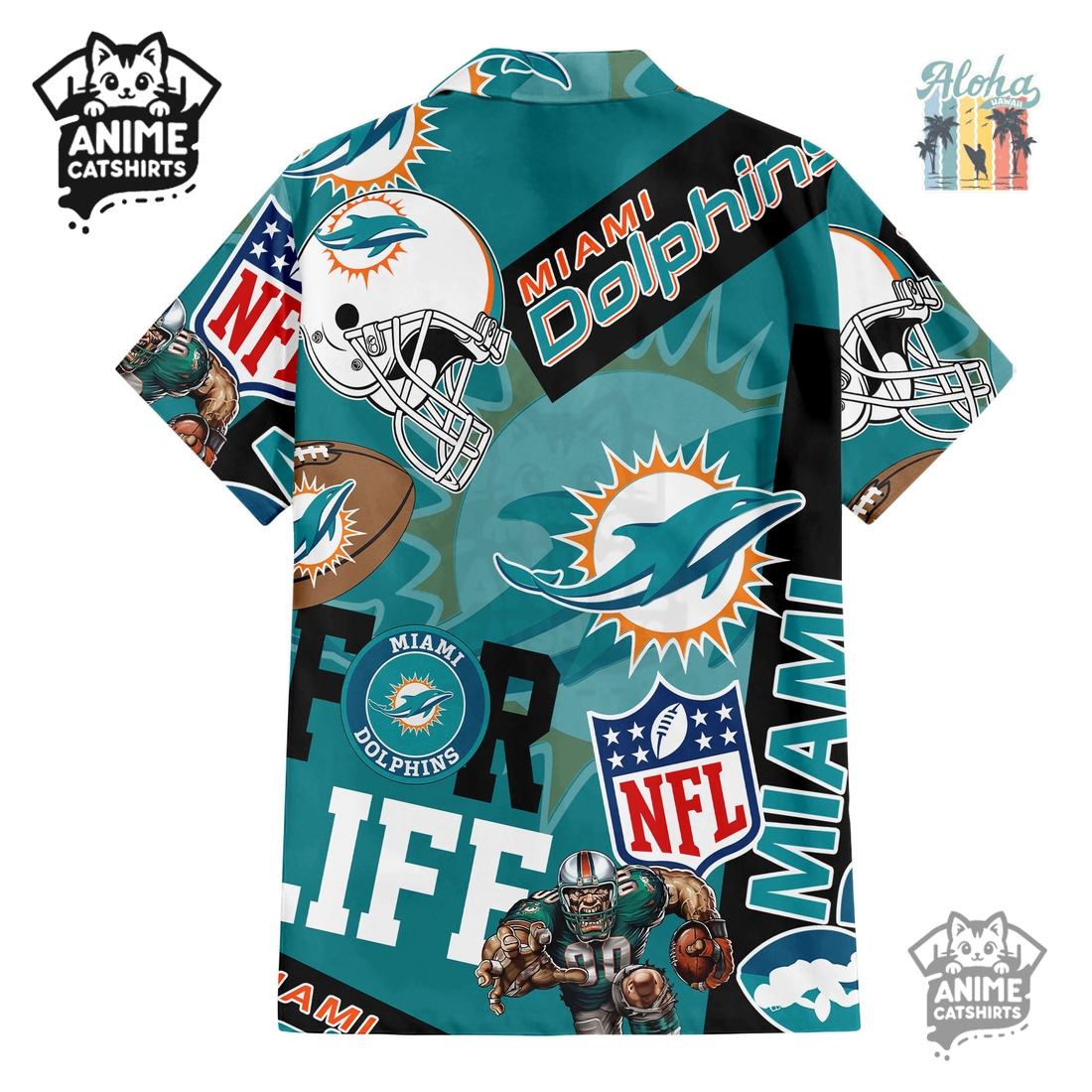 Miami Dolphins NFL Hawaiian Shirt & Shorts Set Miami Dolphins NFL Hawaiian Shirt & Shorts Set