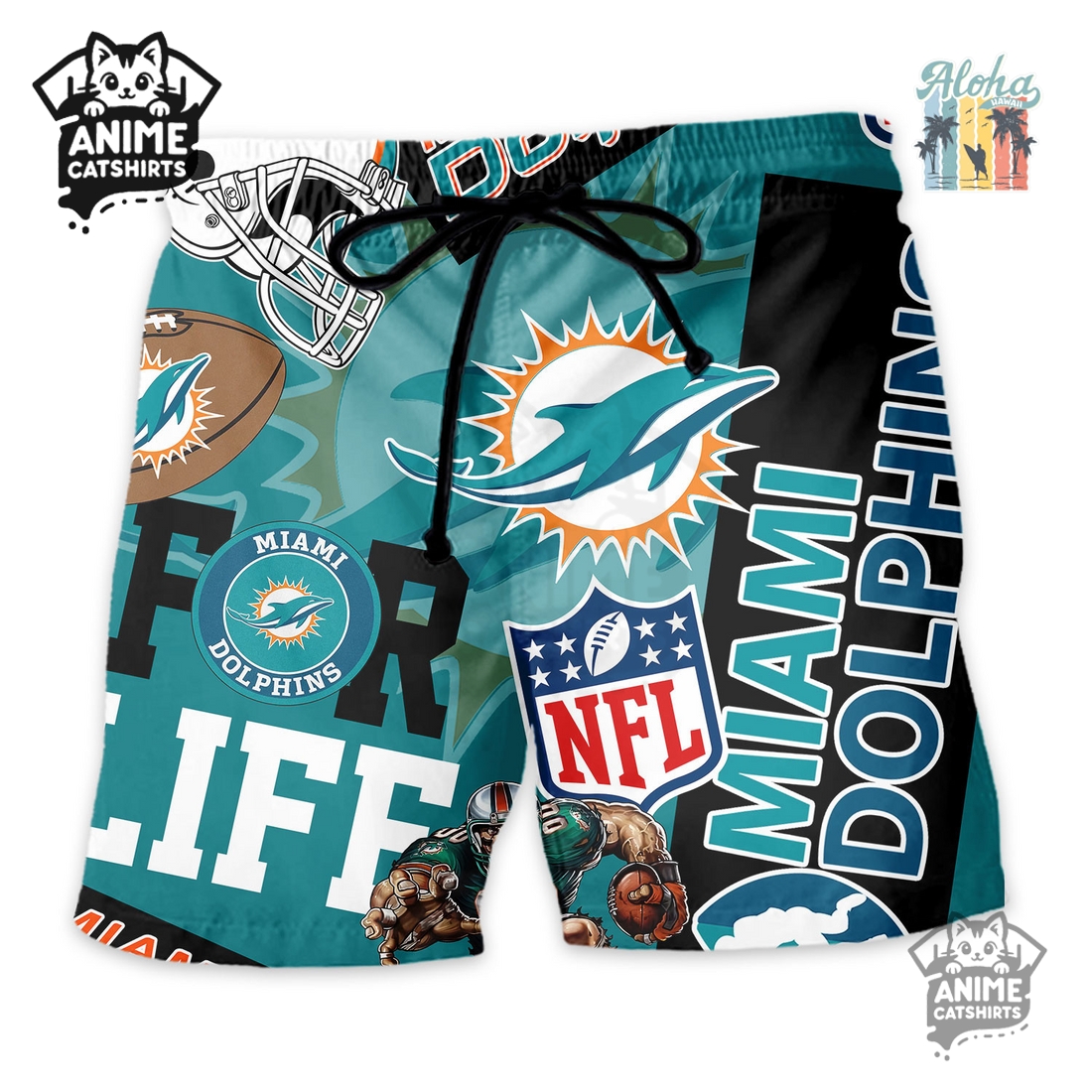 Miami Dolphins NFL Hawaiian Shirt & Shorts Set Miami Dolphins NFL Hawaiian Shirt & Shorts Set