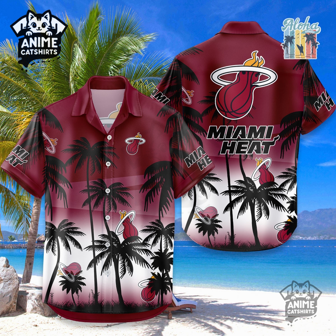 Miami Heat NBA Aloha Shirt Miami Heat NBA Aloha Shirt