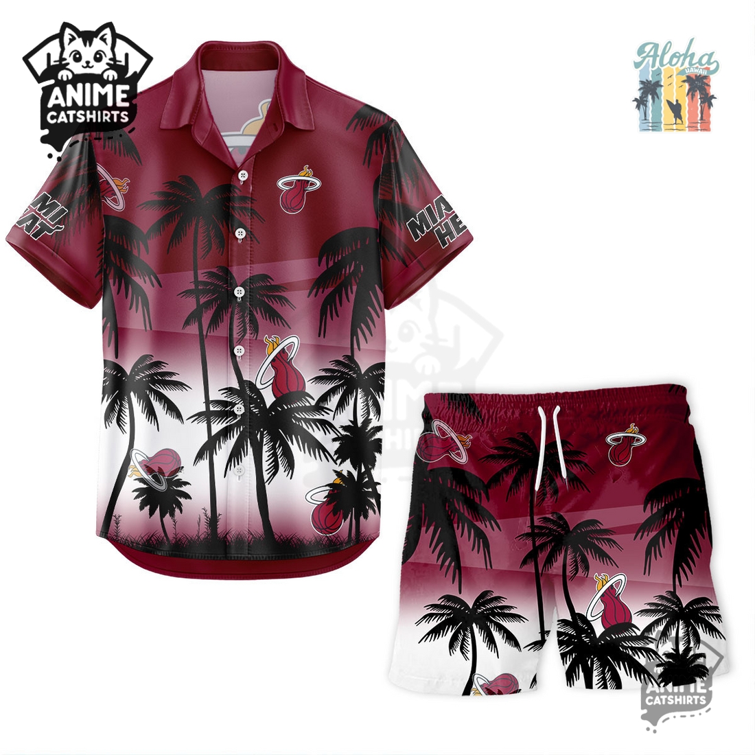 Miami Heat NBA Aloha Shirt Miami Heat NBA Aloha Shirt