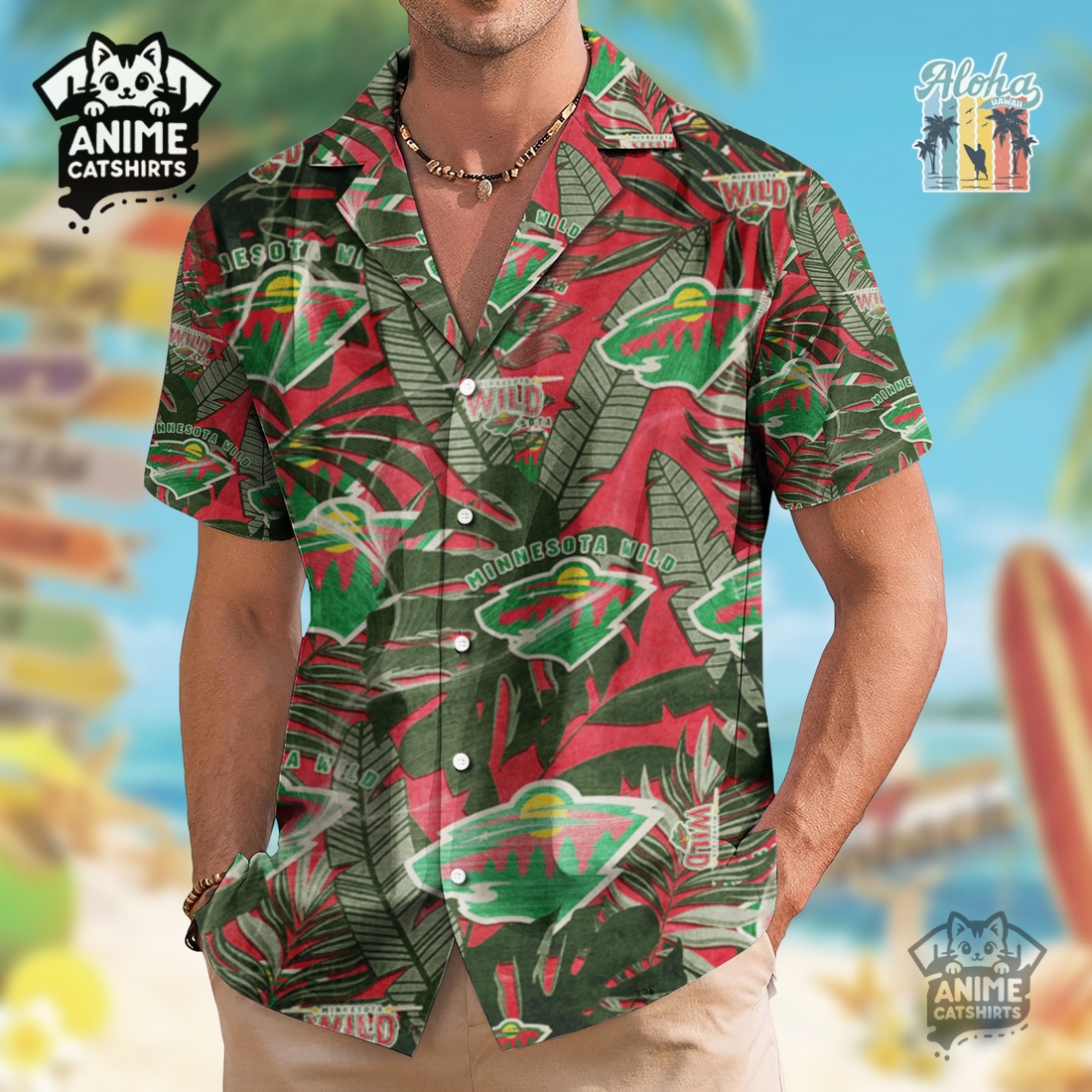 Minnesota Wild Men’s NHL Hawaiian Shirt