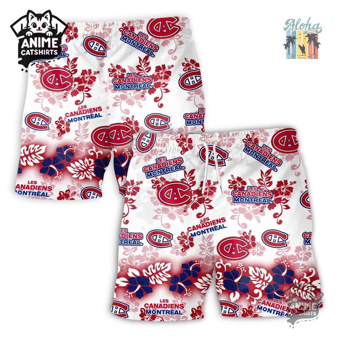 Montreal Canadiens Aloha Paradise NHL Hawaiian Short Montreal Canadiens Aloha Paradise NHL Hawaiian Short
