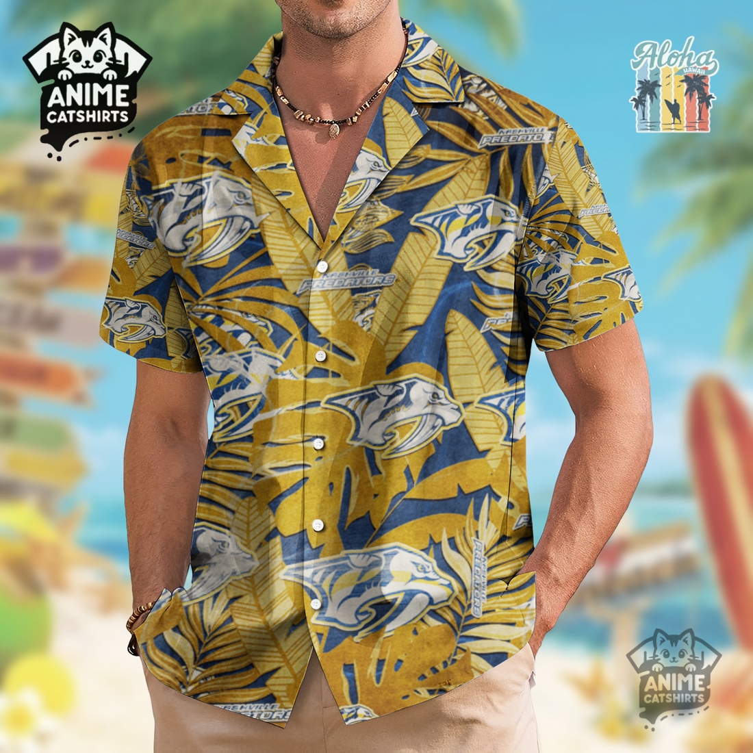 Nashville Predators Men’s NHL Hawaiian Shirt