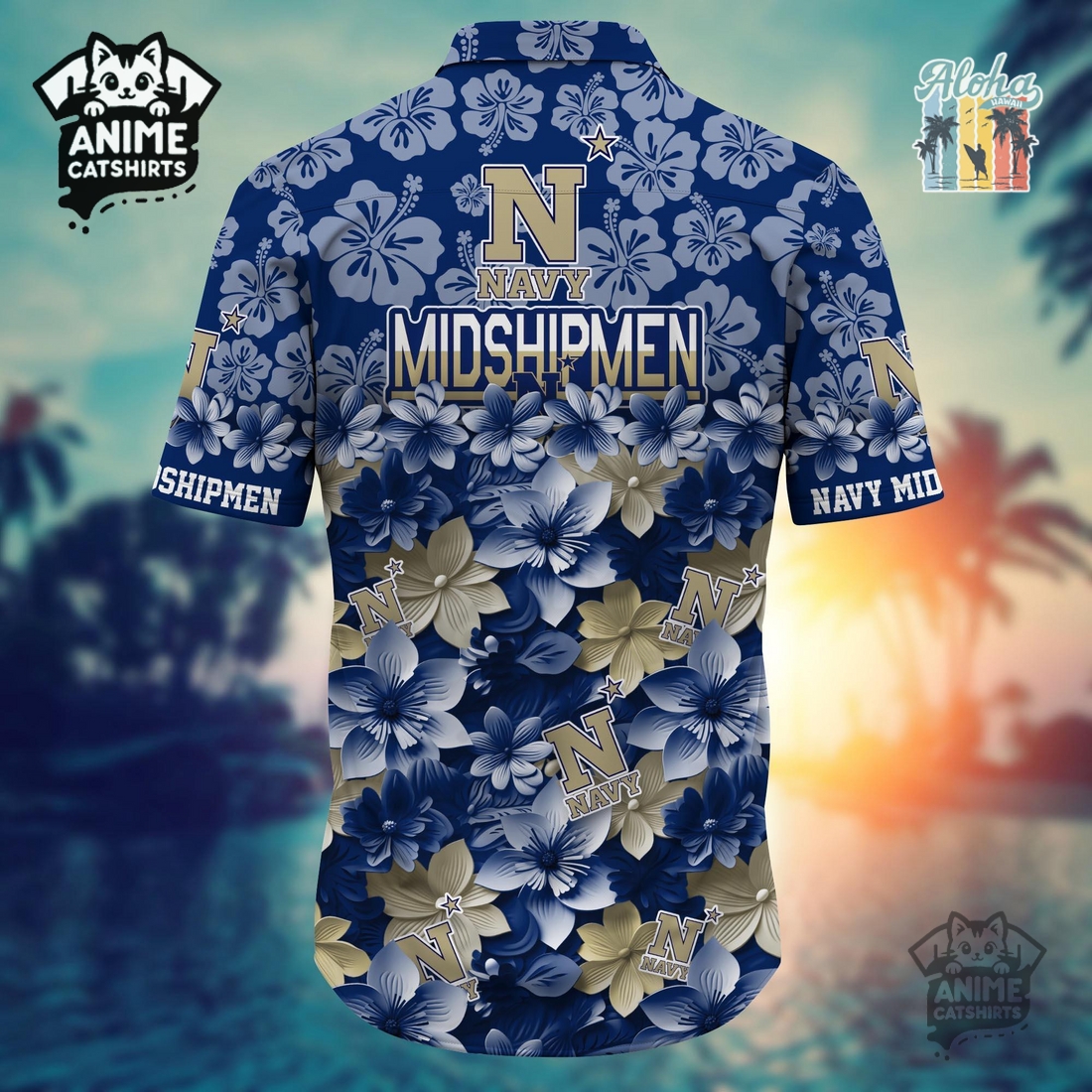 Navy Midshipmen 3 Sports Hawaiian Shirt Navy Midshipmen 3 Sports Hawaiian Shirt