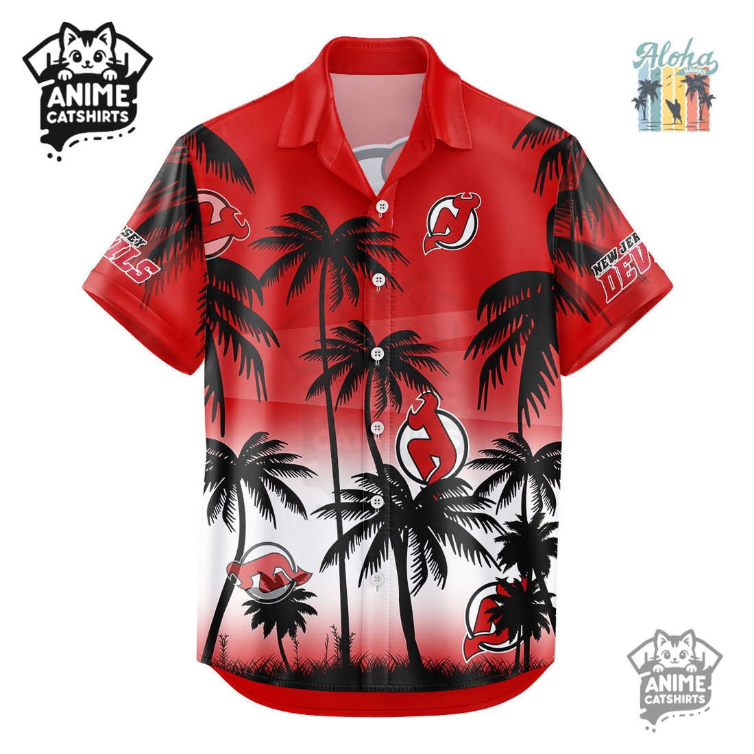 New Jersey Devils NHL Aloha Shirt New Jersey Devils NHL Aloha Shirt