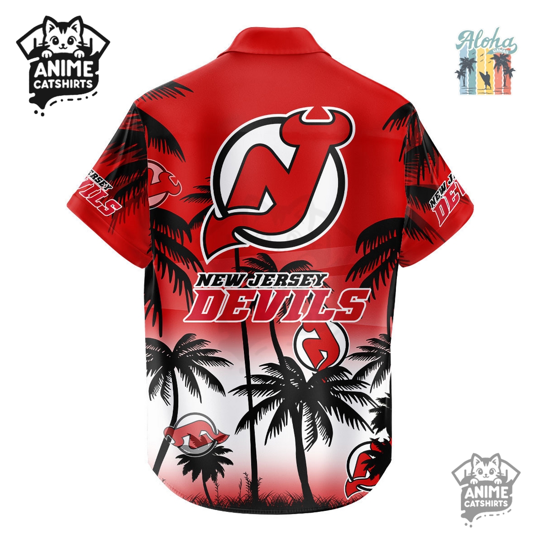 New Jersey Devils NHL Aloha Shirt New Jersey Devils NHL Aloha Shirt