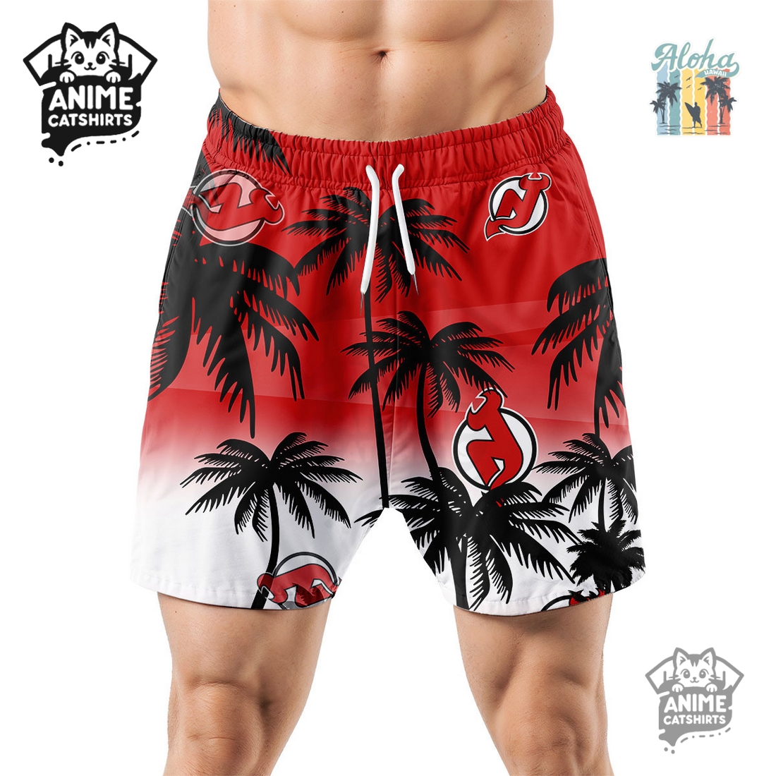 New Jersey Devils NHL Aloha Shirt New Jersey Devils NHL Aloha Shirt