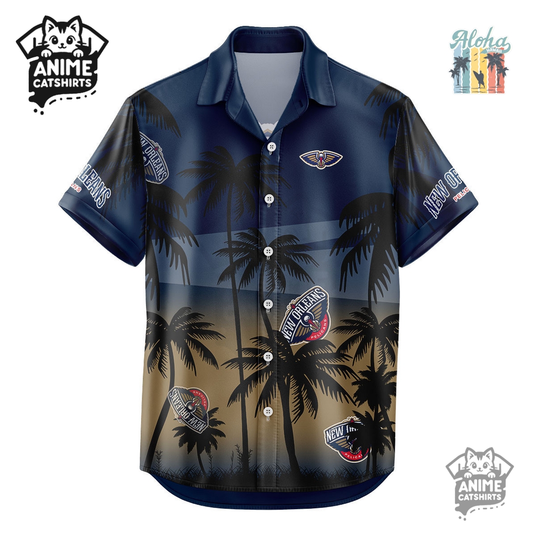 New Orleans Pelicans NBA Aloha Shirt New Orleans Pelicans NBA Aloha Shirt