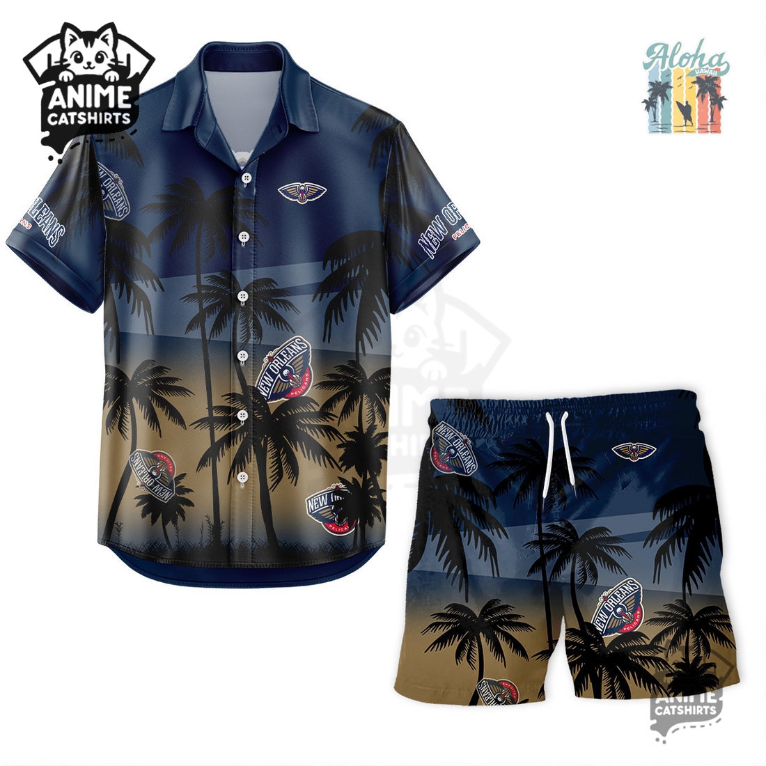 New Orleans Pelicans NBA Aloha Shirt New Orleans Pelicans NBA Aloha Shirt