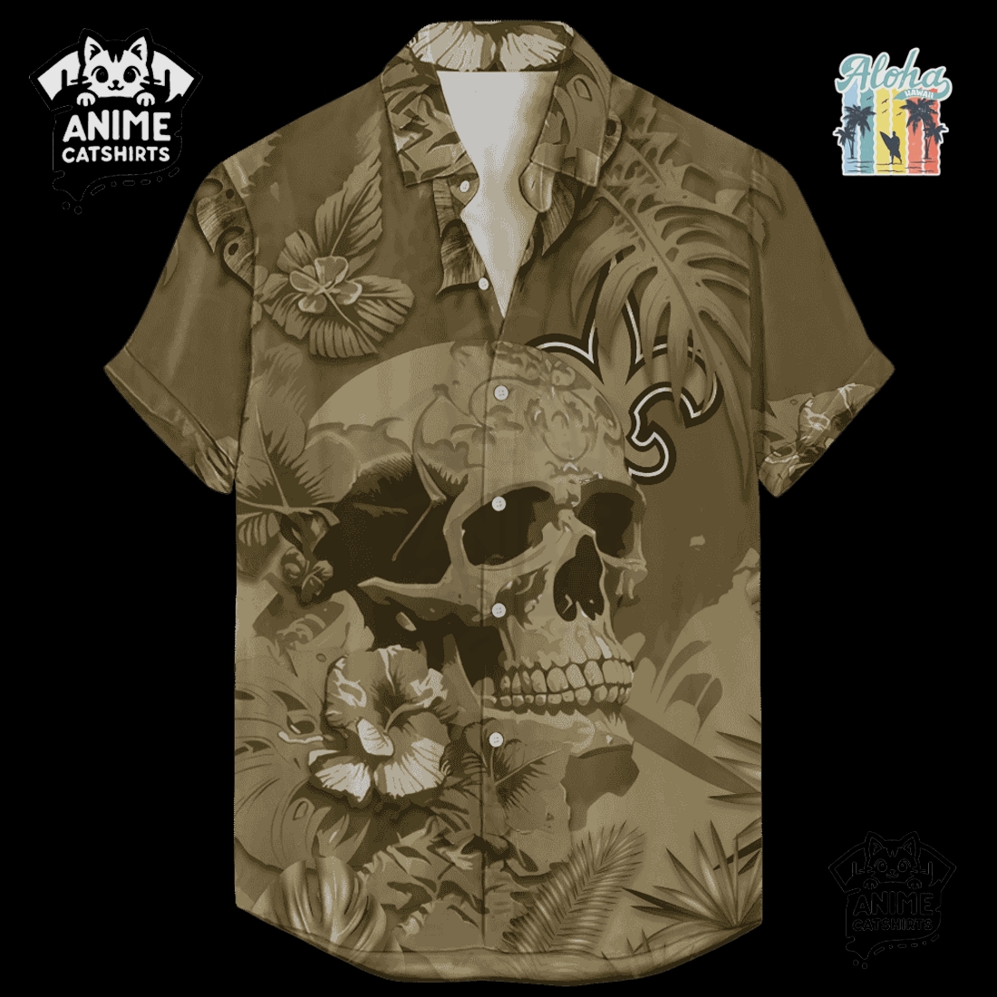 New Orleans Saints Signature Skull NFL Hawaiian Shirt