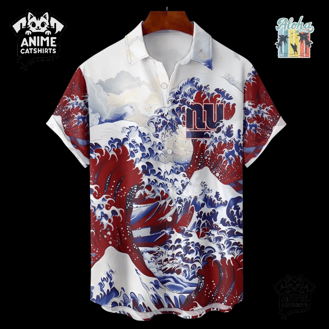 New York Giants Great Wave NFL Hawaiian Shirt