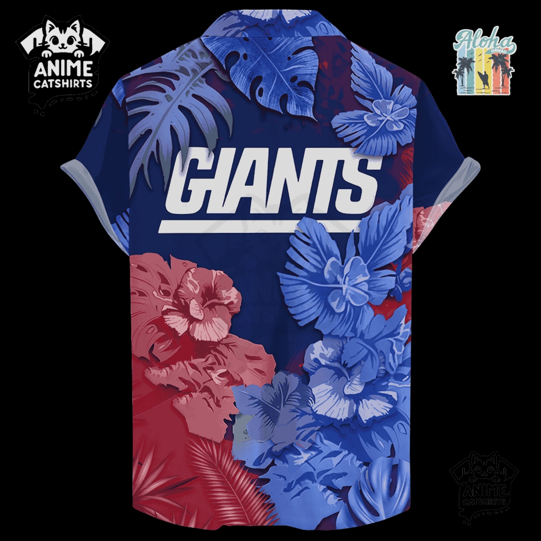 New York Giants Signature Skull NFL Hawaiian Shirt