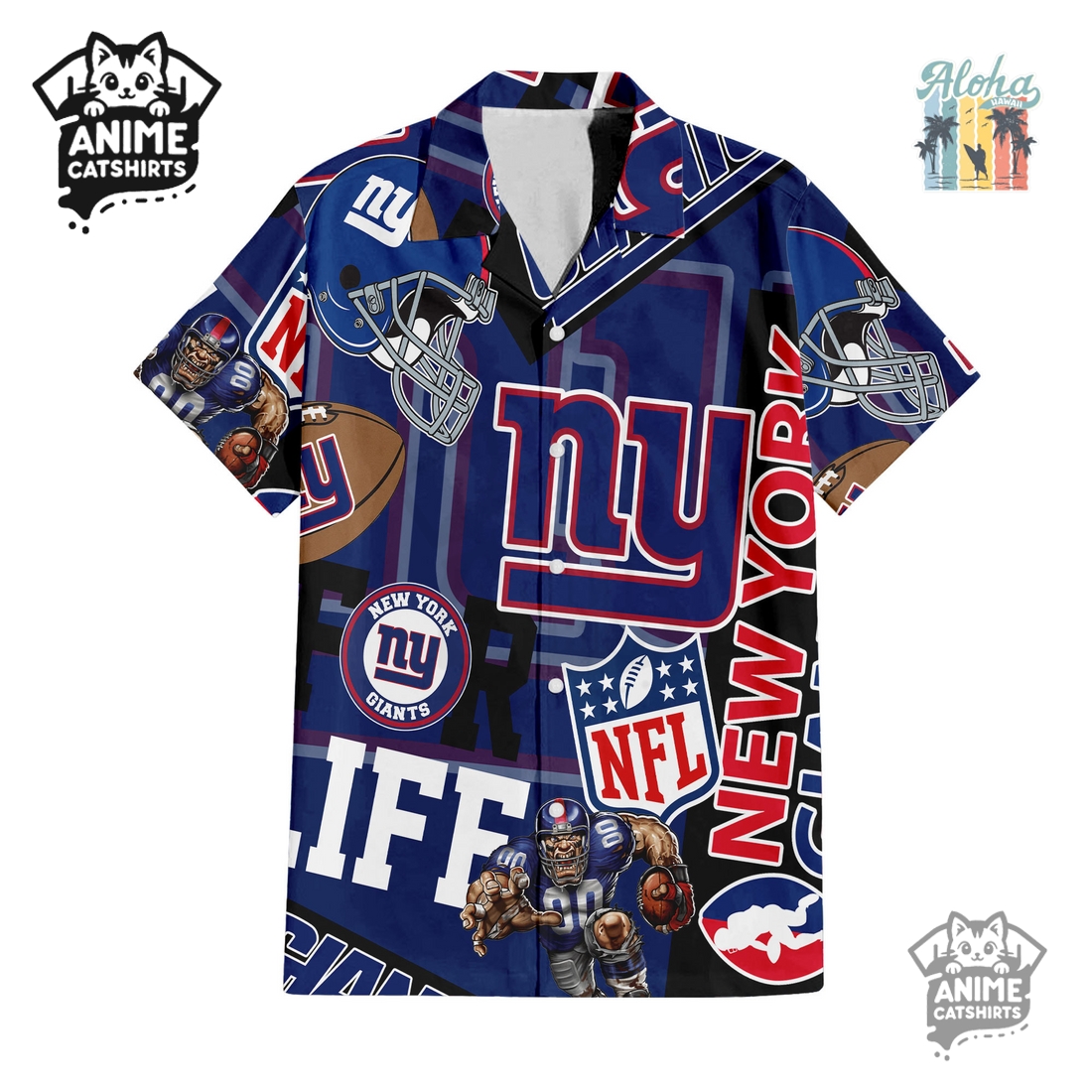 New York Giants NFL Hawaiian Shirt & Shorts Set New York Giants NFL Hawaiian Shirt & Shorts Set