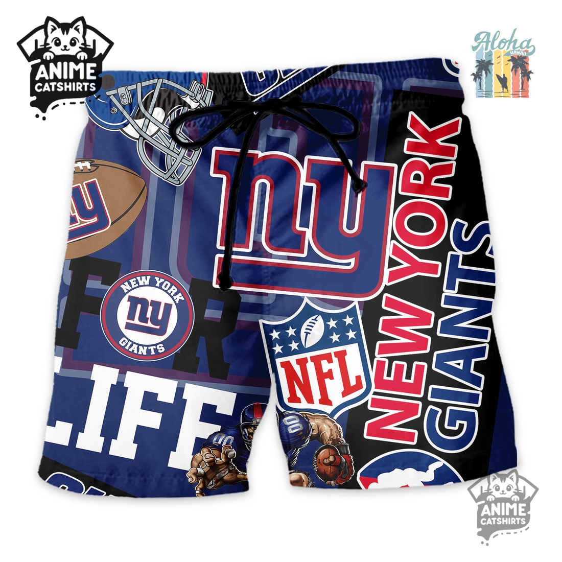 New York Giants NFL Hawaiian Shirt & Shorts Set New York Giants NFL Hawaiian Shirt & Shorts Set