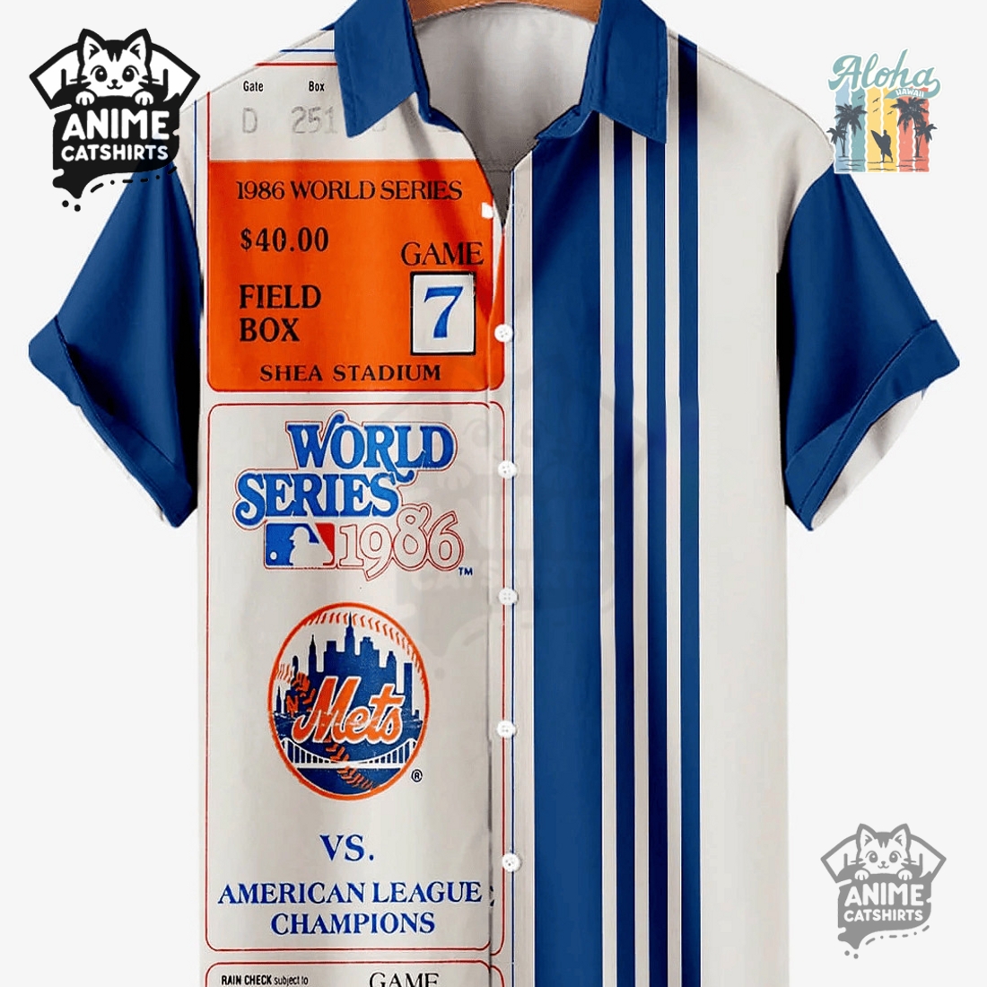 New York Mets Baseball Game Graphic MLB Aloha Hawaiian Shirt