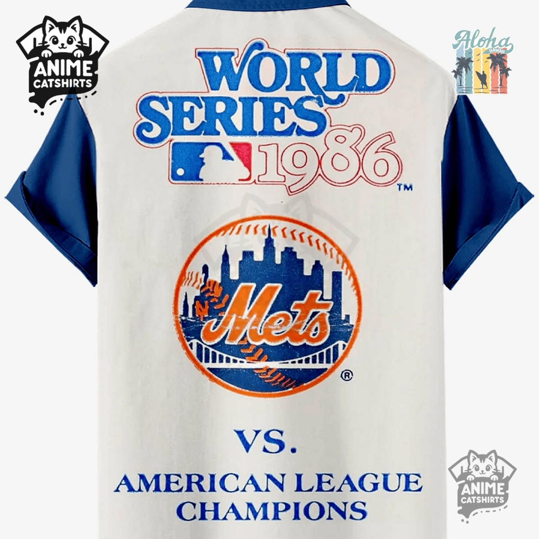 New York Mets Baseball Game Graphic MLB Aloha Hawaiian Shirt