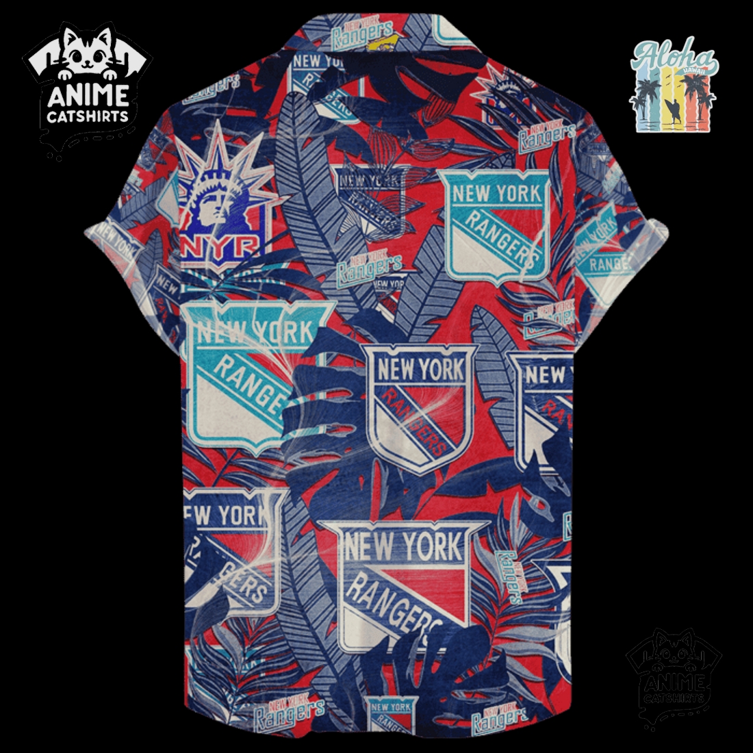 New York Rangers Men’s NHL Hawaiian Shirt New York Rangers Men’s NHL Hawaiian Shirt