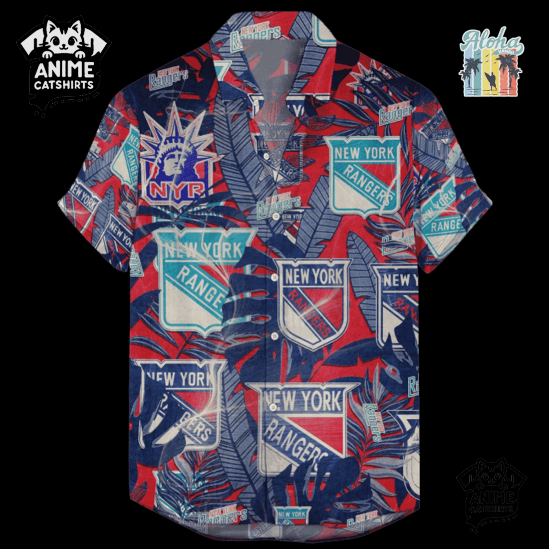 New York Rangers Men’s NHL Hawaiian Shirt New York Rangers Men’s NHL Hawaiian Shirt