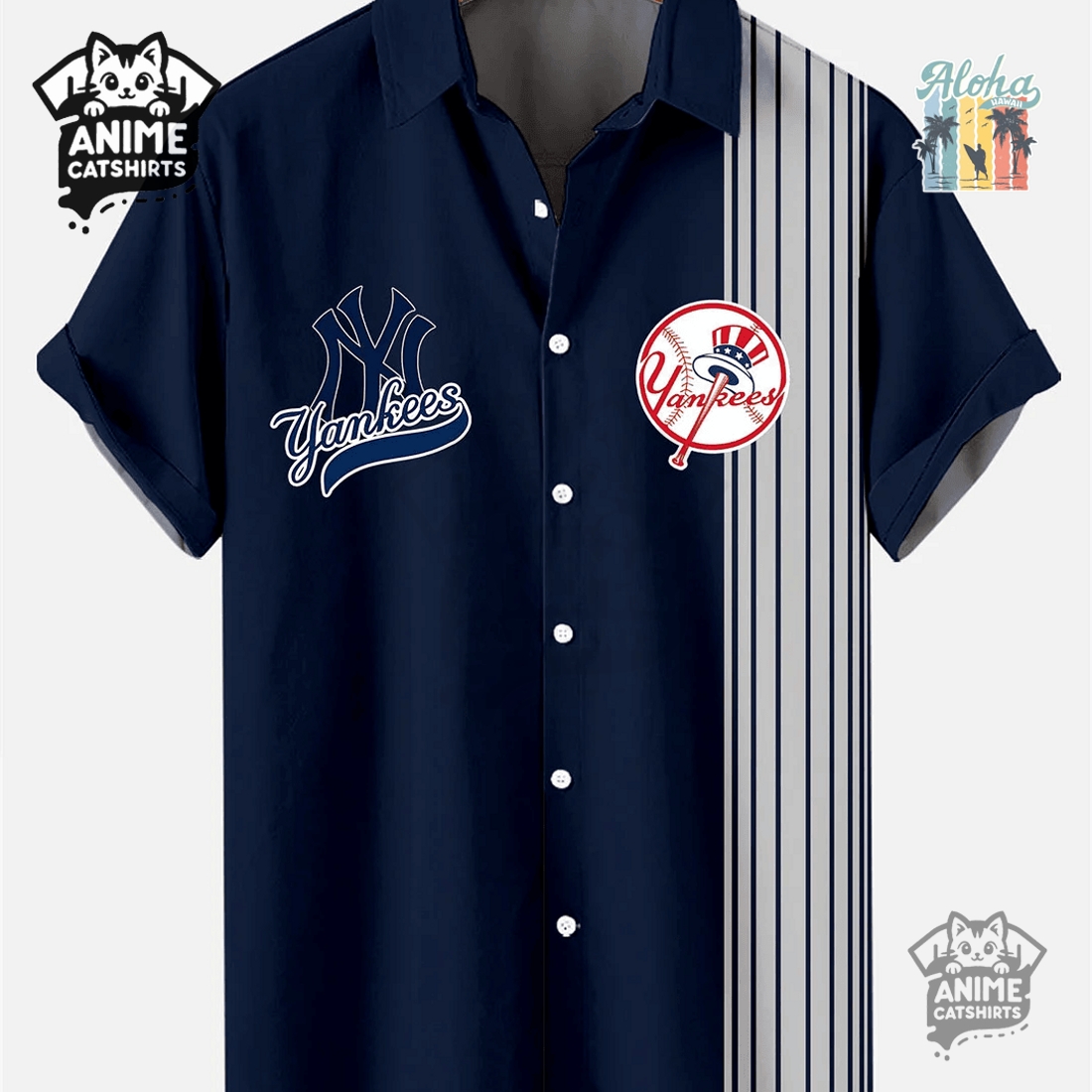 New York Yankees Baseball Print MLB Aloha Hawaiian Shirt