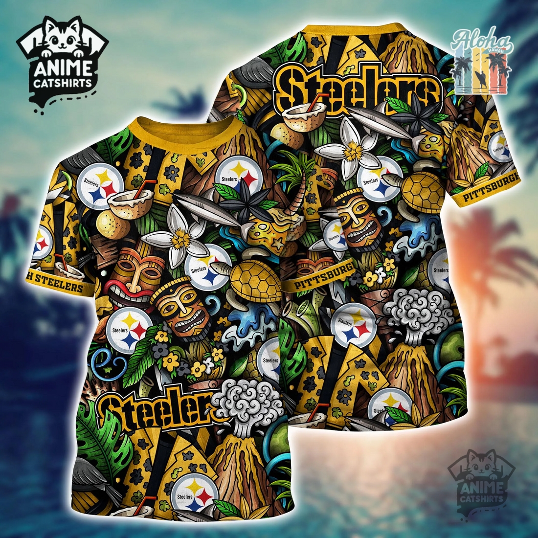 NFL Pittsburgh Steelers Flower Hawaii Shirt