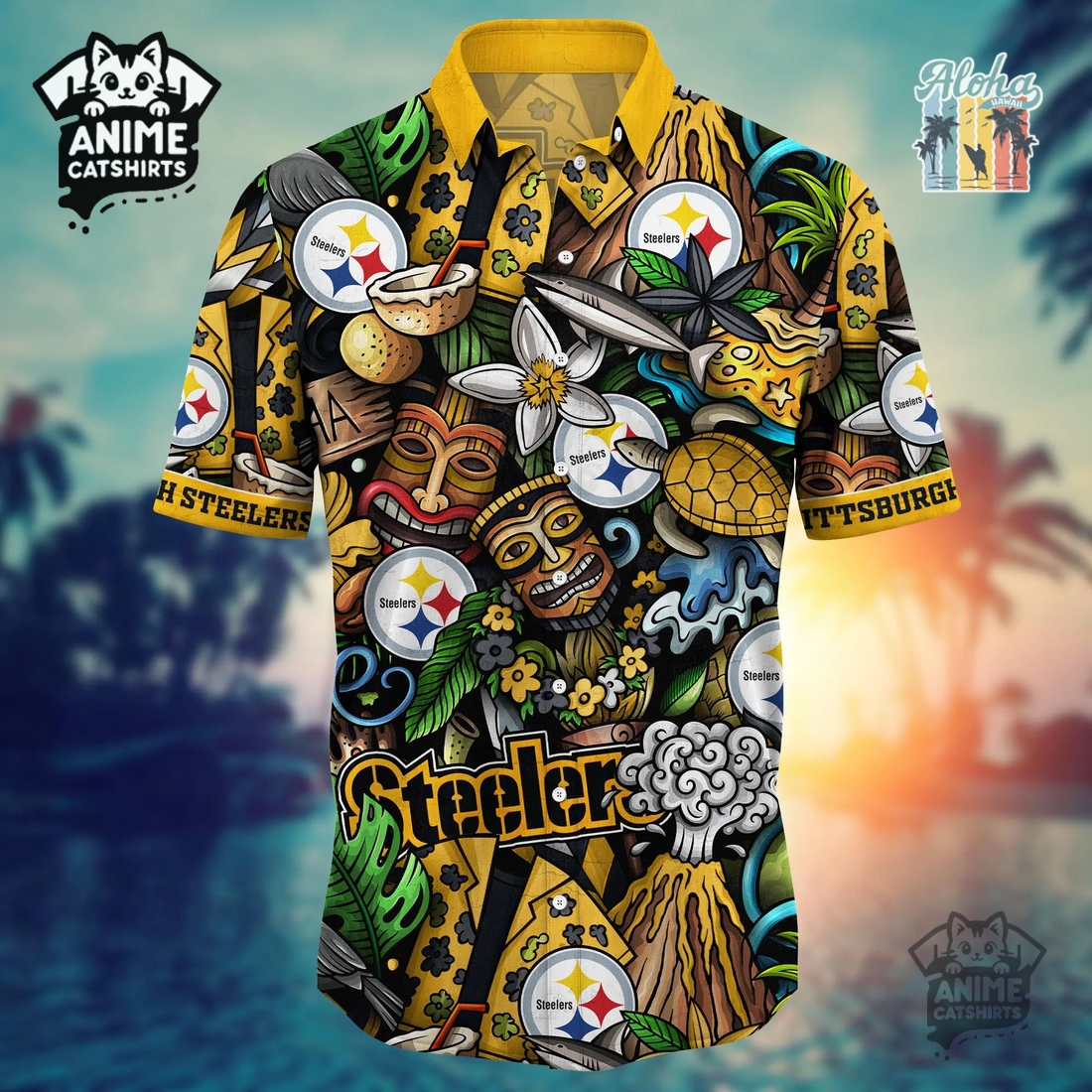 NFL Pittsburgh Steelers Flower Hawaii Shirt NFL Pittsburgh Steelers Flower Hawaii Shirt