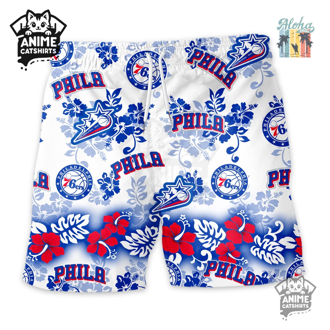 Philadelphia 76ers Aloha Paradise NBA Hawaiian Short Philadelphia 76ers Aloha Paradise NBA Hawaiian Short