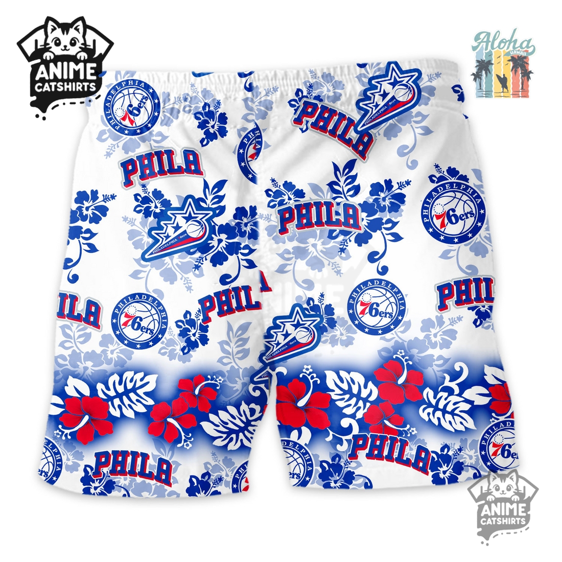 Philadelphia 76ers Aloha Paradise NBA Hawaiian Short Philadelphia 76ers Aloha Paradise NBA Hawaiian Short