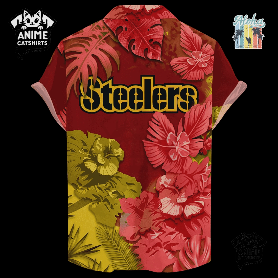 Pittsburgh Steelers Signature Skull NFL Hawaiian Shirt Pittsburgh Steelers Signature Skull NFL Hawaiian Shirt