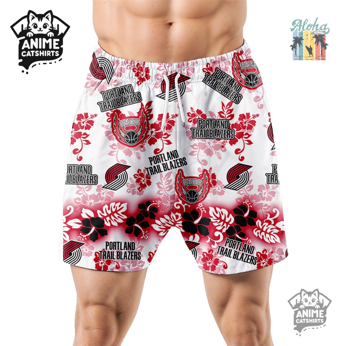 Portland Trail Blazers Aloha Paradise NBA Hawaiian Short Portland Trail Blazers Aloha Paradise NBA Hawaiian Short