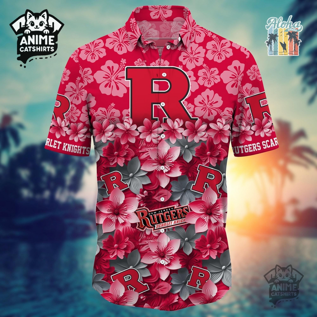 Rutgers Scarlet Knights 3 Sports Hawaiian Shirt
