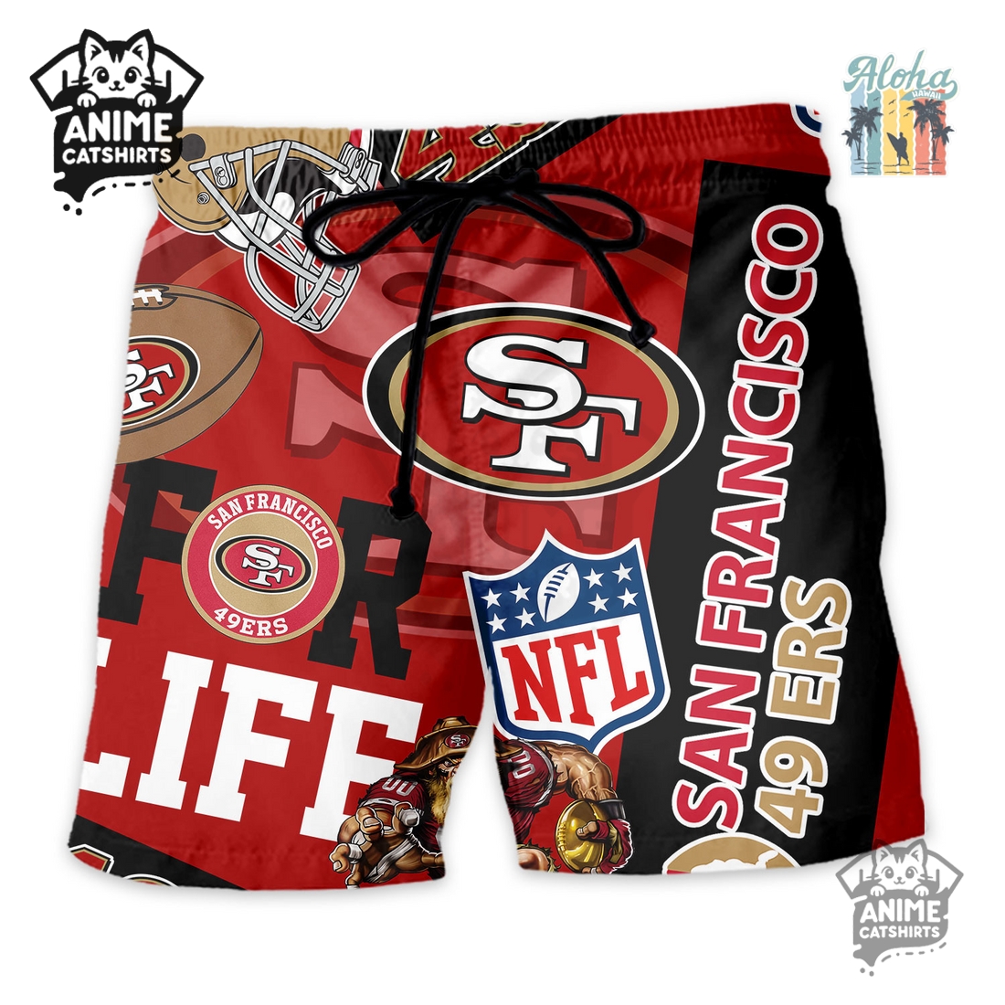 San Francisco 49ers NFL Hawaiian Shirt & Shorts Set San Francisco 49ers NFL Hawaiian Shirt & Shorts Set