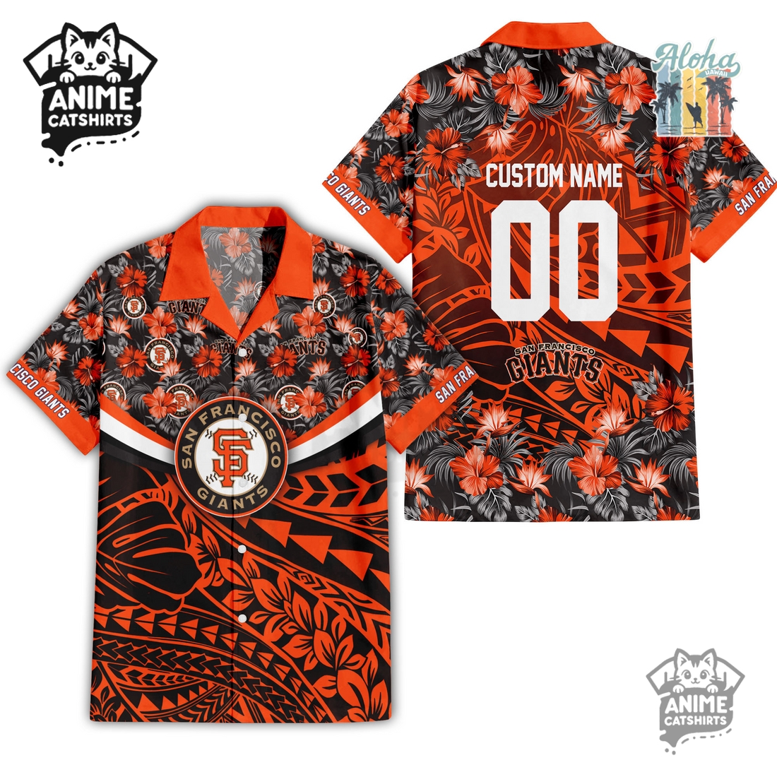San Francisco Giants NFL Hawaiian Shirt & Shorts Set San Francisco Giants NFL Hawaiian Shirt & Shorts Set