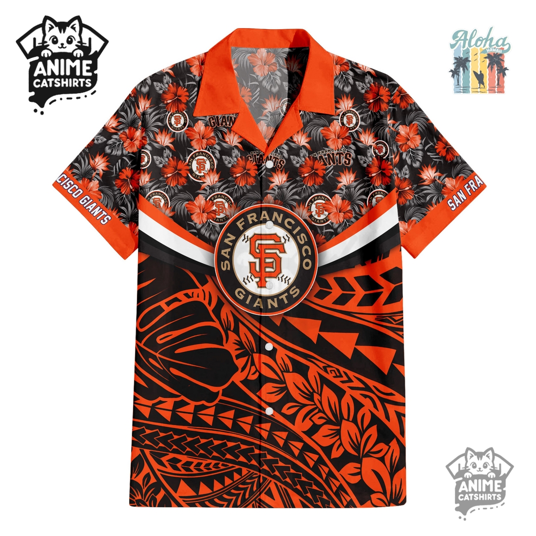 San Francisco Giants NFL Hawaiian Shirt & Shorts Set San Francisco Giants NFL Hawaiian Shirt & Shorts Set