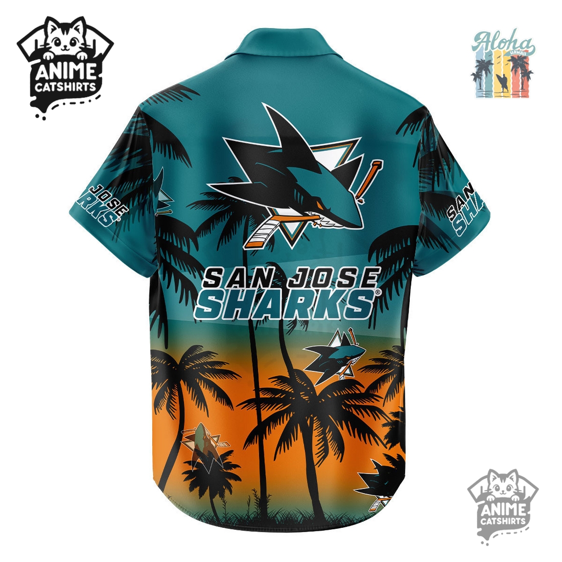 San Jose Sharks NHL Aloha Shirt San Jose Sharks NHL Aloha Shirt