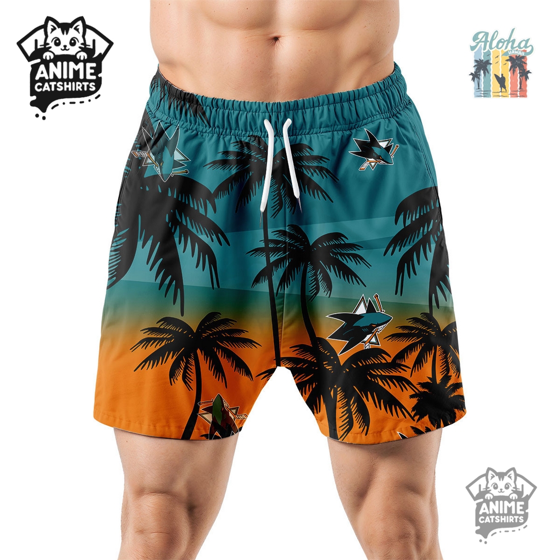 San Jose Sharks NHL Aloha Shirt San Jose Sharks NHL Aloha Shirt