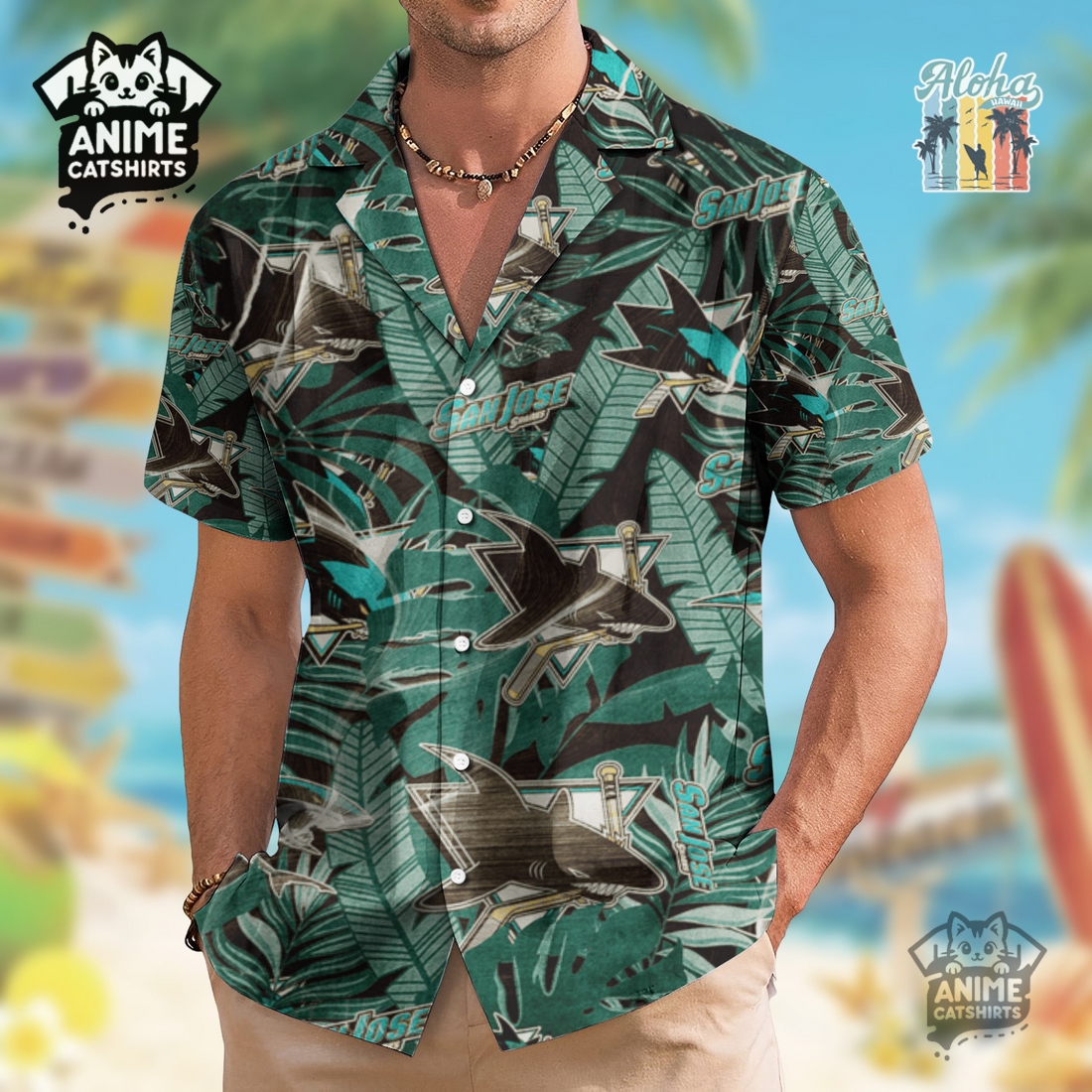 San Jose Sharks Men’s NHL Hawaiian Shirt