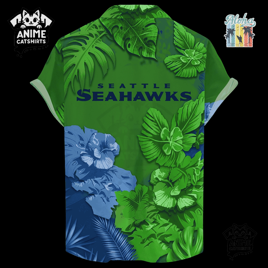 Seattle Seahawks Signature Skull NFL Hawaiian Shirt Seattle Seahawks Signature Skull NFL Hawaiian Shirt