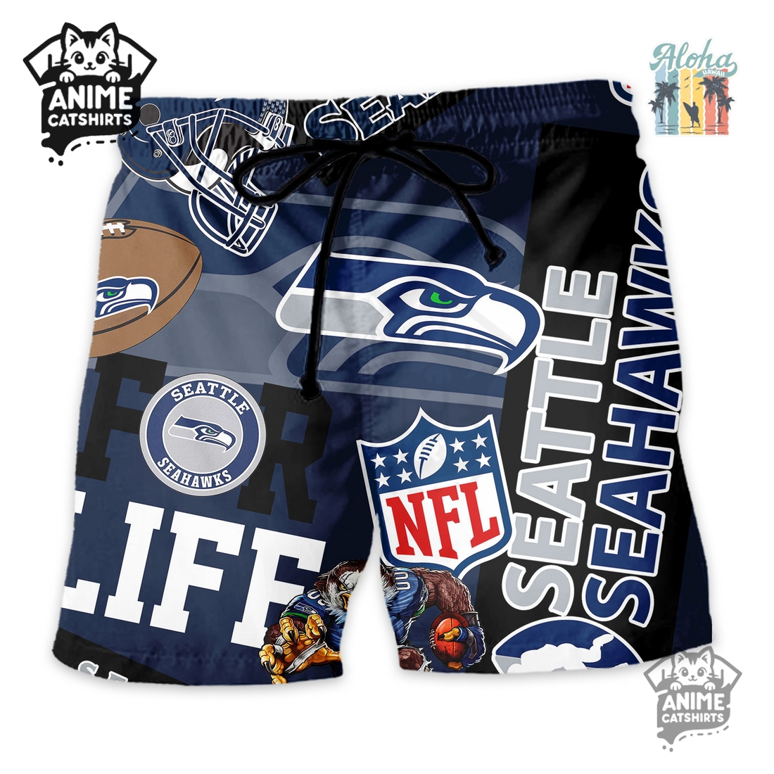 Seattle Seahawks NFL Aloha Shirt & Shorts Set Seattle Seahawks NFL Aloha Shirt & Shorts Set