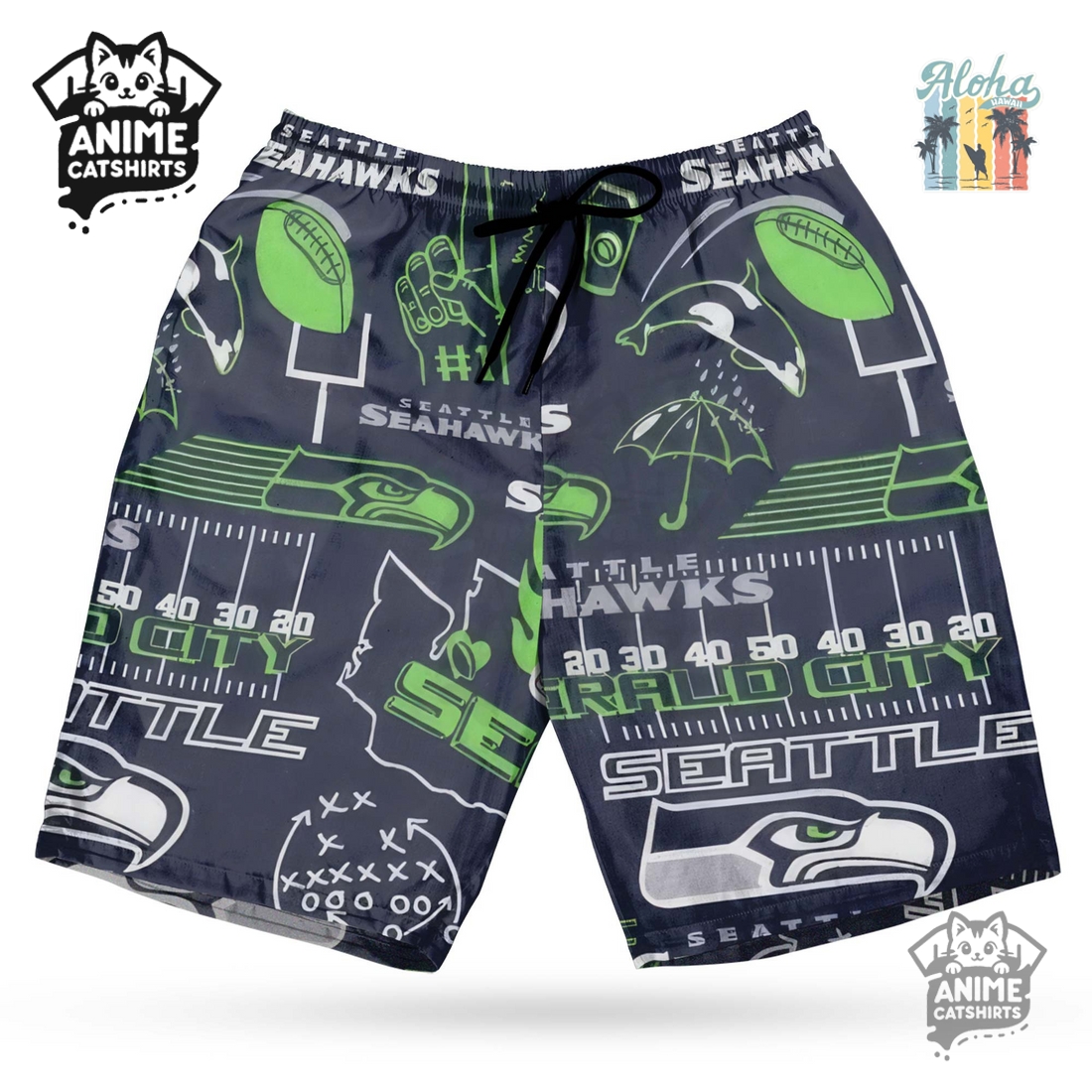 Seattle Seahawks NFL Hawaiian Shirt & Shorts Set Seattle Seahawks NFL Hawaiian Shirt & Shorts Set