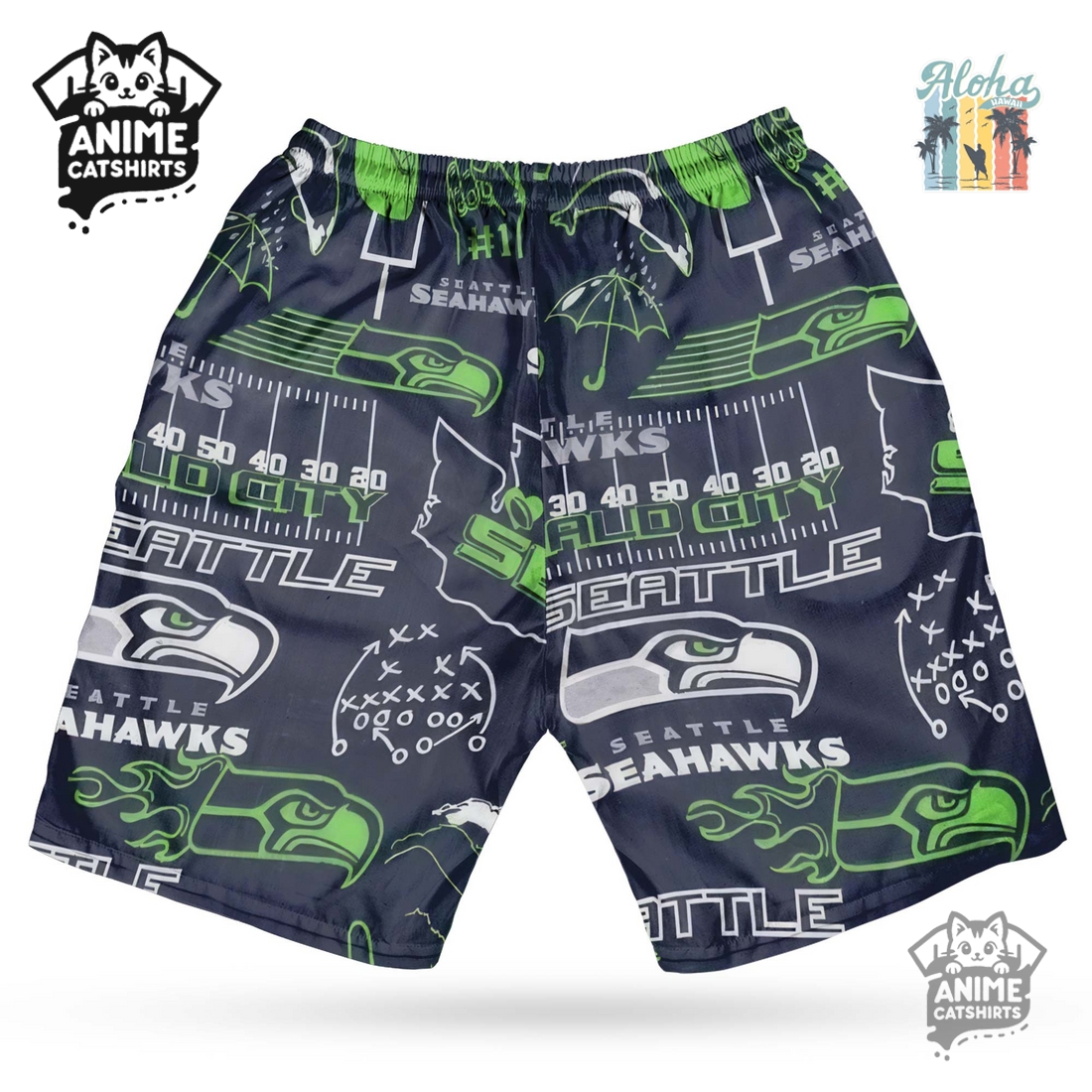 Seattle Seahawks NFL Hawaiian Shirt & Shorts Set Seattle Seahawks NFL Hawaiian Shirt & Shorts Set