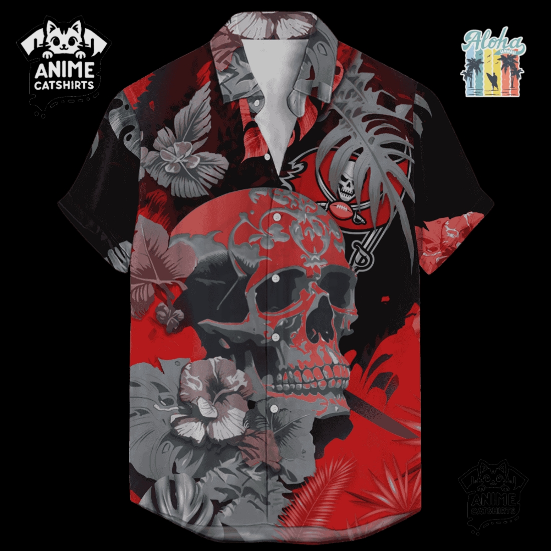 Tampa Bay Buccaneers Signature Skull NFL Hawaiian Shirt