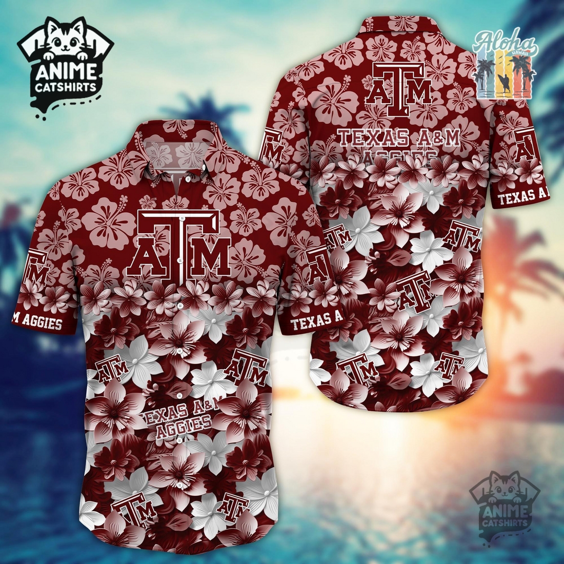 Texas A&M Aggies Sports Hawaiian Shirt & Shorts Set