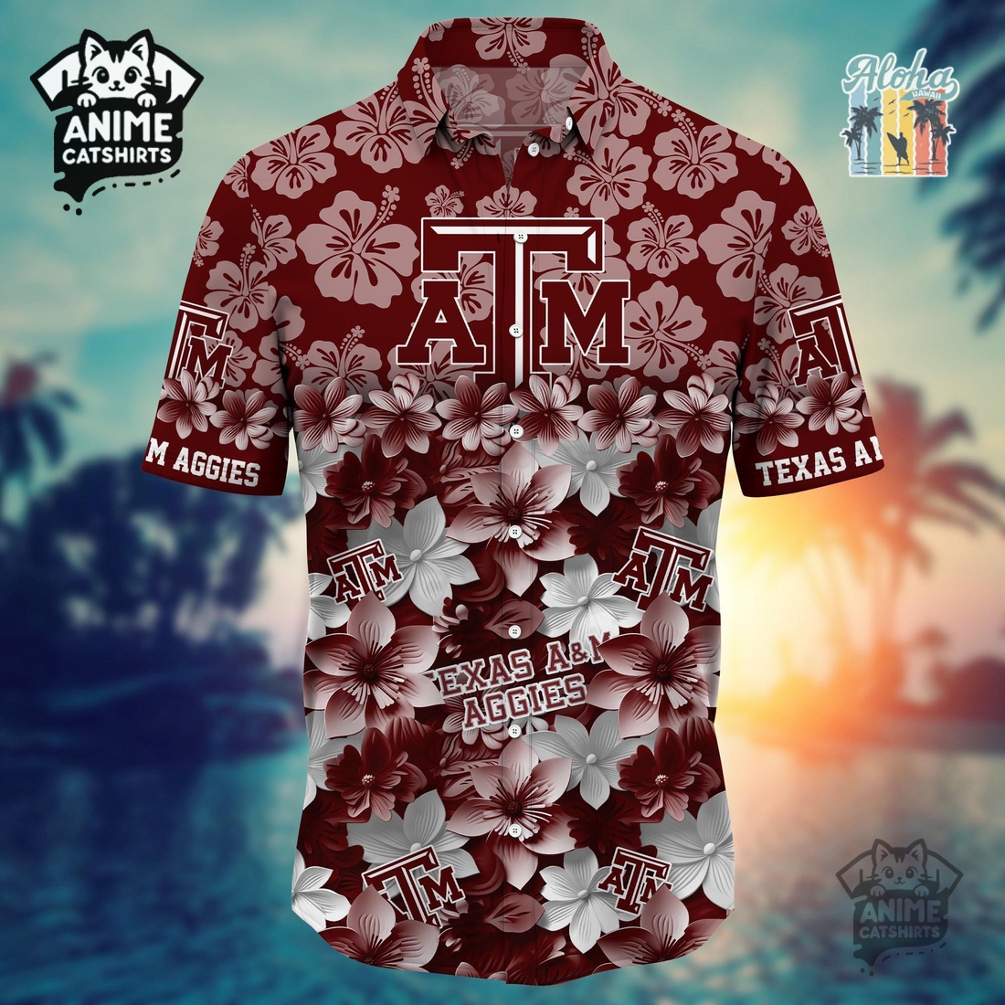 Texas A&M Aggies Sports Hawaiian Shirt & Shorts Set